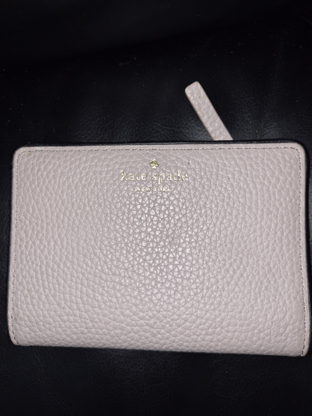 kate spade Pebbled Leather Zip Wallet in Light Pink
